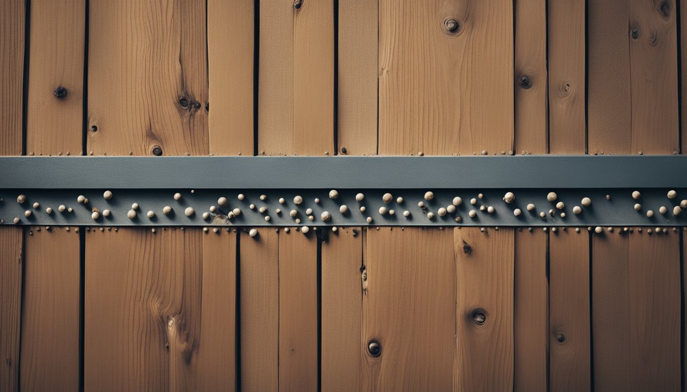 A close-up of a wall with multiple nail pops protruding, resembling acne, surrounded by poorly installed trim carpentry
