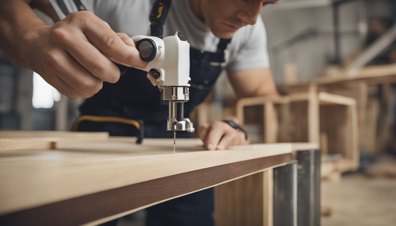 A professional carpenter skillfully installs flawless trim, showcasing precise cuts and seamless joints, enhancing the overall aesthetic of the room